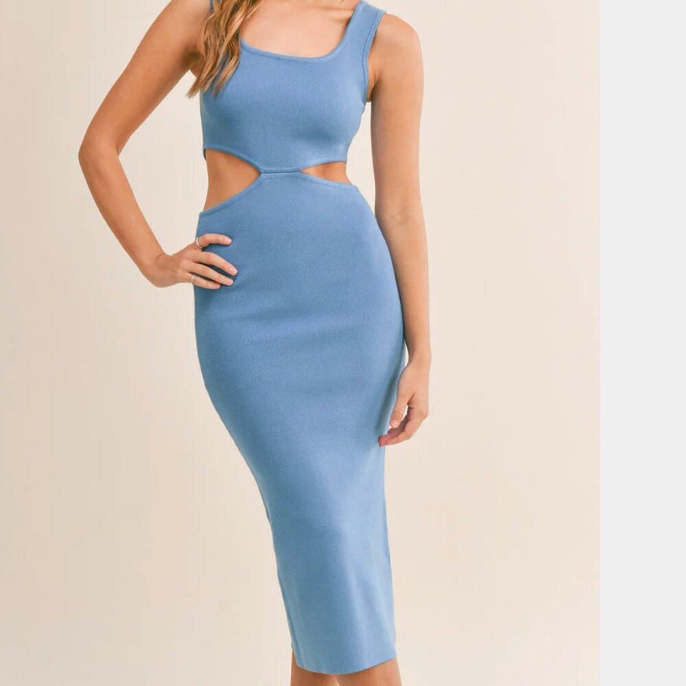 MABLE ROCIO KNIT CUT OUT MIDI DRESS S